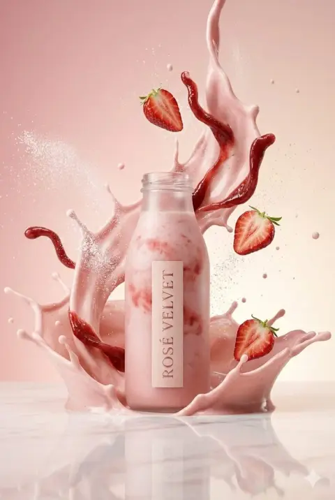 Luxury Strawberry Milkshake High Speed ​​Splash Photography