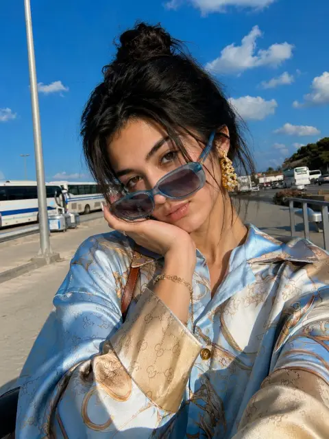 Luxury street fashion female face locked photo