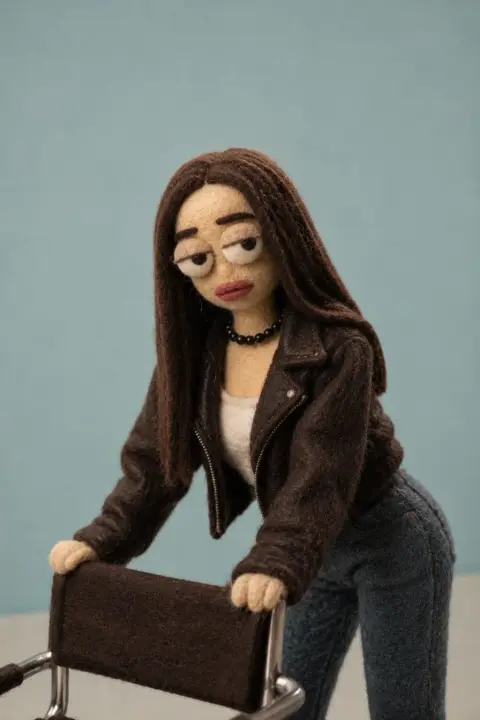 Lycra style handmade wool felt stop motion animation doll