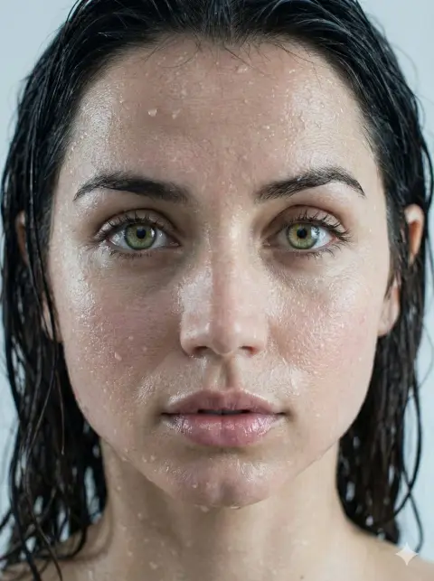 Macro close-up of cold wet hair and sweat under the ultimate side face