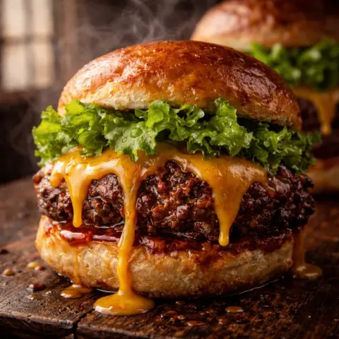 Macro photography of the ultimate gourmet food with flowing cheese and glistening oil