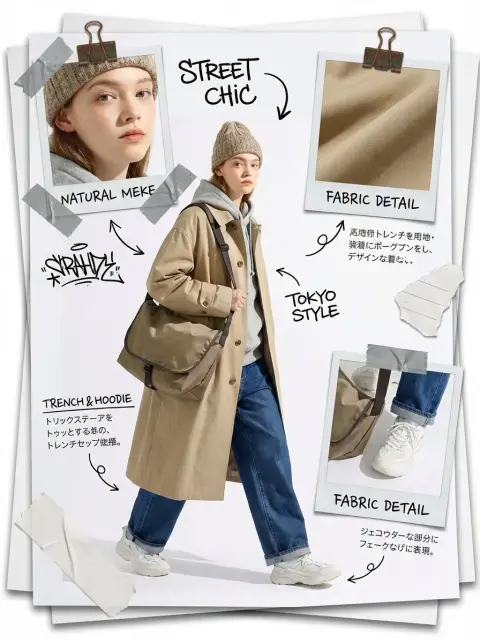 Magazine style fashion collage handbook layout