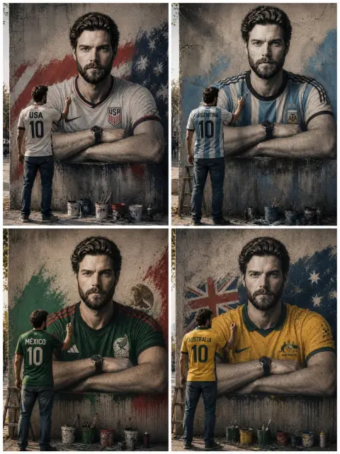 Man in Argentina jersey paints surreal self-portrait on wall