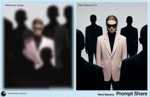 Man in pink suit and dark silhouette