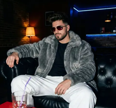 Meditations on the Fur Trendy Men’s Nightclub under Neon Light and Shadow