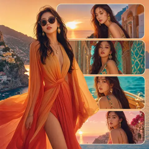 Mediterranean luxury fashion blockbuster aesthetic style