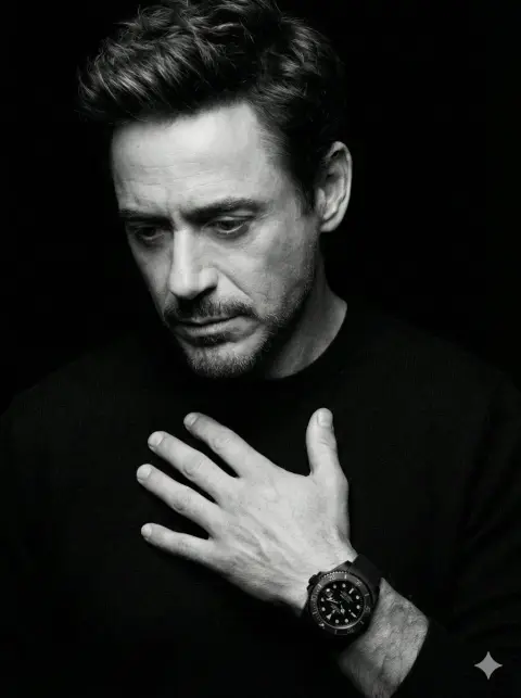 Melancholy and affectionate man under black and white light and shadow