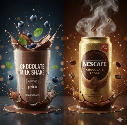 Mellow chocolate milkshake and coffee splash