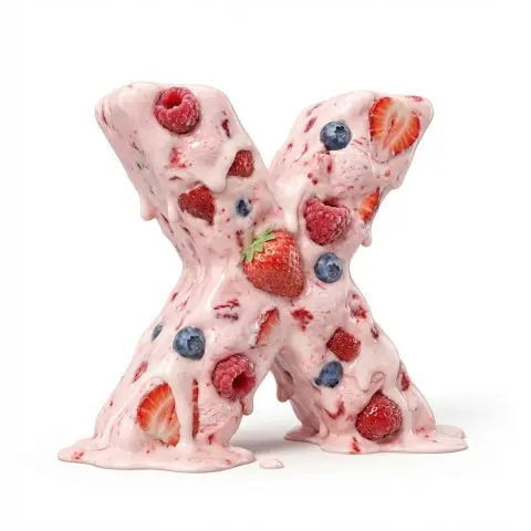 Melting berry ice cream 3D letters