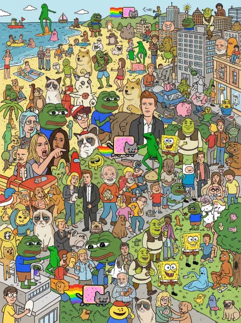 Meme Characters in Where’s Wally Style