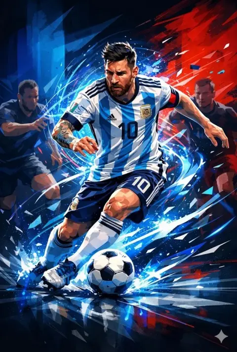 Messi Argentina Jersey Dynamic Energy Digital Art