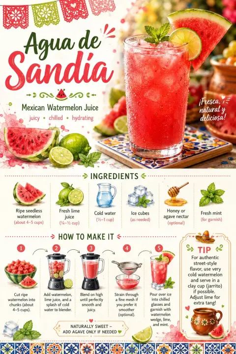 Mexican watermelon juice modern recipe card design