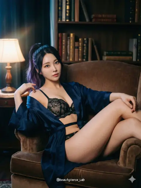 Midnight blue silk lace private room in retro study room