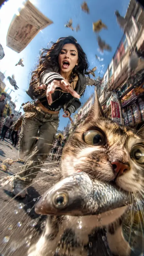 Millennial Style Japanese Digital Camera Street Chaos Chase Realistic Photography