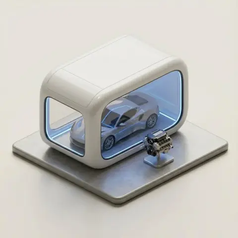 Minimalist aesthetic 3D isometric car showroom design