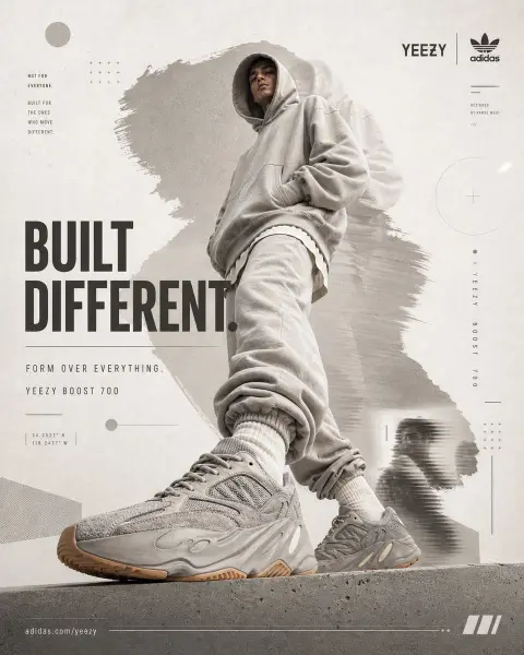 Minimalist and advanced Yeezy street collage
