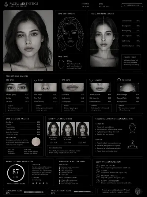 Minimalist black and white high-end facial aesthetics report design