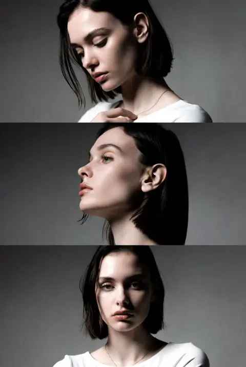 Minimalist black and white fashion triptych