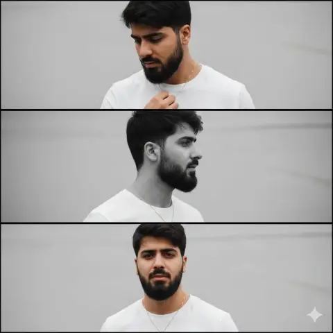 Minimalist black and white male model movie triptych