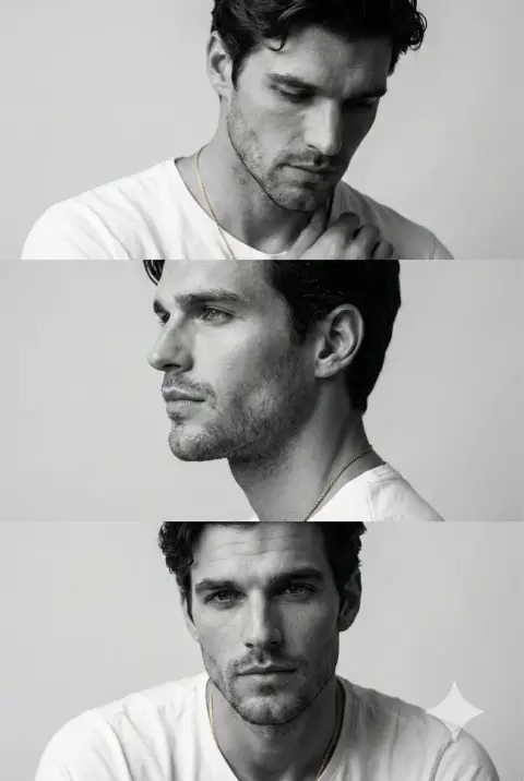 Minimalist black and white men’s fashion triptych