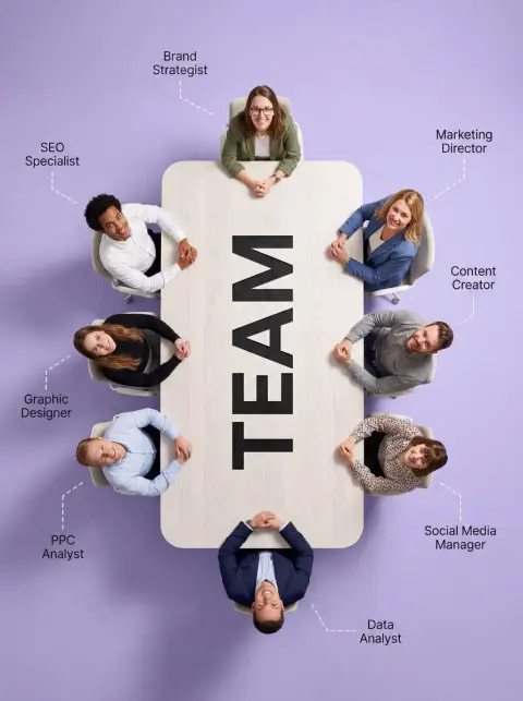Minimalist blank space customized conference table overhead shot