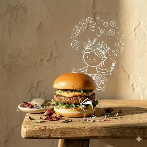 Minimalist Earth Style Gourmet Burger Photography