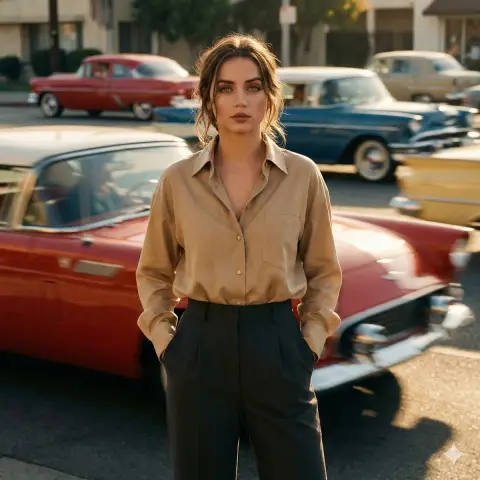 Minimalist fashion blockbuster in the traffic flow