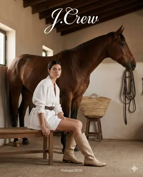 Minimalist fashion shoot in a rustic stable