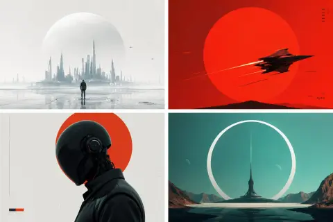 Minimalist futuristic stylized visual concept design