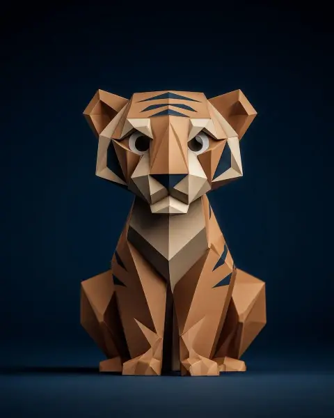Minimalist geometric origami animal figures