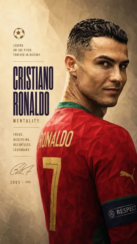 Minimalist low polygon Ronaldo legendary football commemorative poster