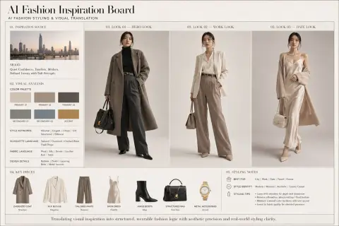Minimalist luxury AI fashion inspiration pictorial