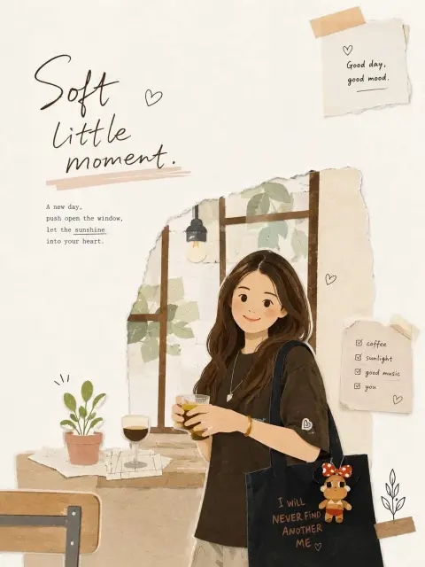 Minimalist magazine collage style illustration prompt words