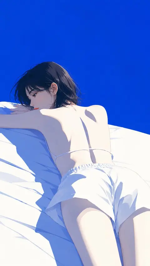 Minimalist modern Japanese fashion magazine cover illustration