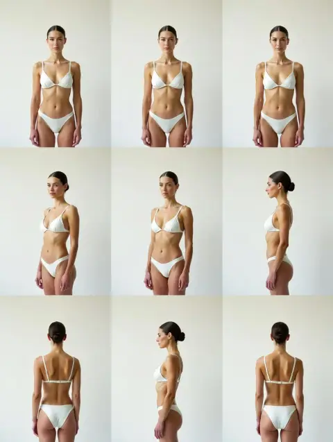 Minimalist pure white studio swimsuit model Jiugongge