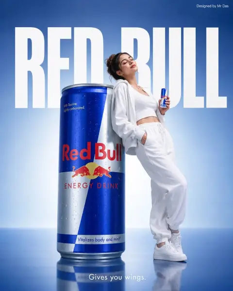 Minimalist Red Bull energy drink commercial