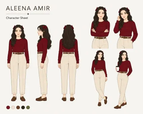 Minimalist style character setting diagram