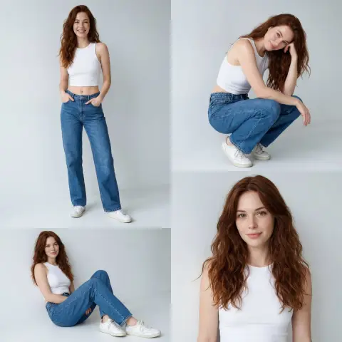 Minimalist style four-square grid fashion beauty girl collage