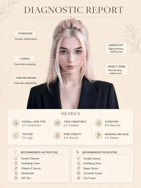Minimalist style skin care diagnosis report poster
