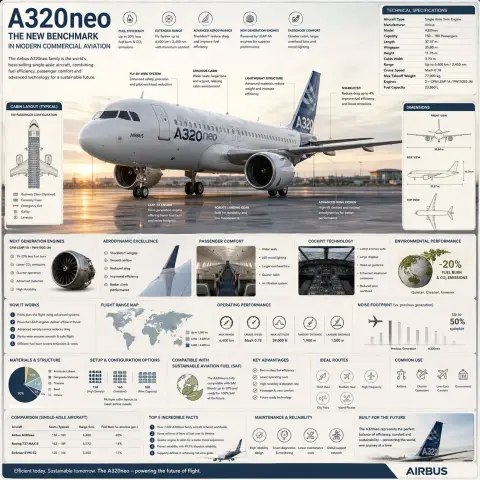 Modern commercial airliner aviation encyclopedia reference infographic