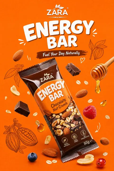 Modern high-end fast-moving snacks commercial poster visual design