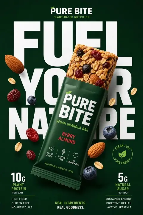 Modern minimalist style high-end fast-moving healthy snacks poster