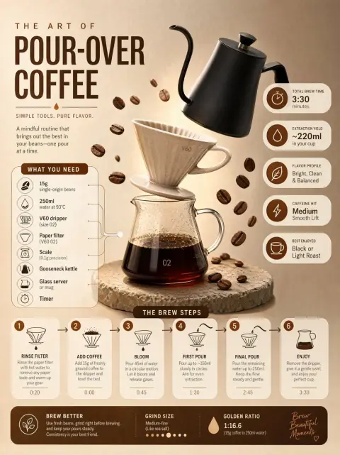Modern pour-over coffee infographic