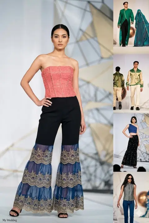 Modern texture culture fusion fashion catwalk collage