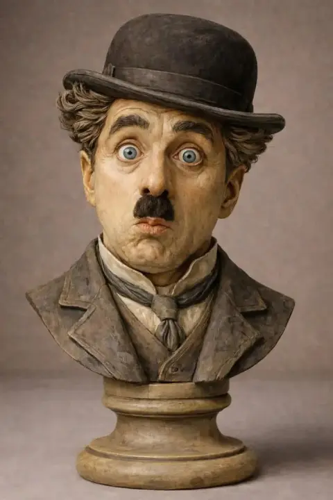 Mottled painted wood sculpture art bust