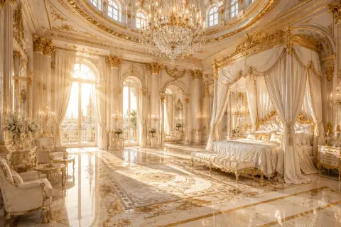 Movie-level palace style luxury princess bedroom interior design