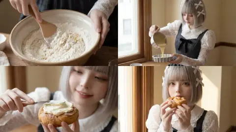 Movie-like baking girl’s immersive dessert time