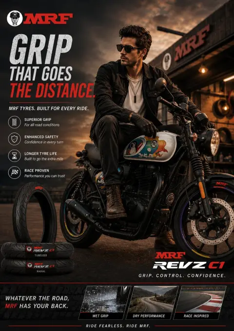 MRF Motorcycle Tire Premium Retro Poster