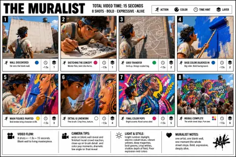 Muralist Storyboard Poster Pixar Rendering Style