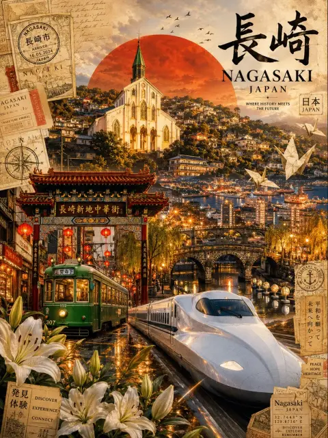 Nagasaki Japan retro modern movie sense travel poster